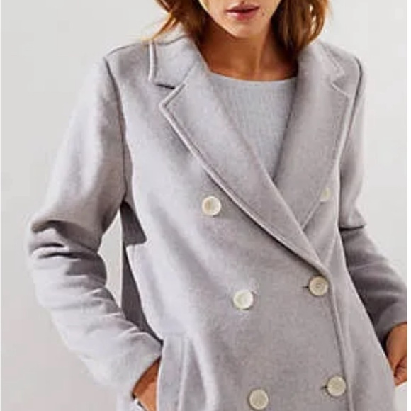 Loft women’s  Double Breasted light Grey winter Coat size small - Picture 3 of 9